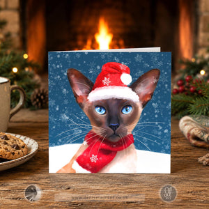 Pack Of 10 Let It Snow Siamese Cat Christmas Cards