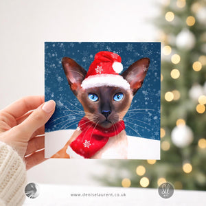 Pack Of 10 Let It Snow Siamese Cat Christmas Cards