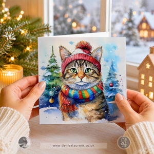 Pack of 10 Meowy Christmas Tabby Cat Christmas Cards