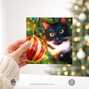 Pack Of 10 Oh Christmas Tree Tuxedo Cat Christmas Cards