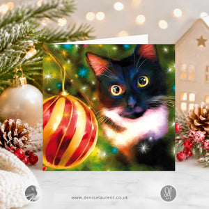 Pack Of 10 Oh Christmas Tree Tuxedo Cat Christmas Cards