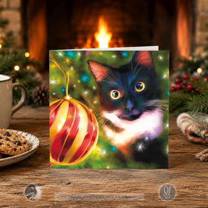 Pack Of 10 Oh Christmas Tree Tuxedo Cat Christmas Cards