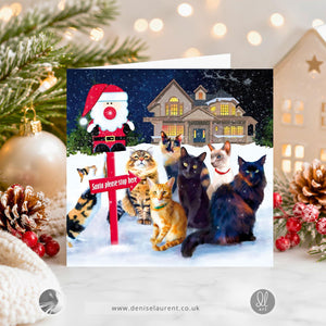 This Way Santa - Cat Christmas Card