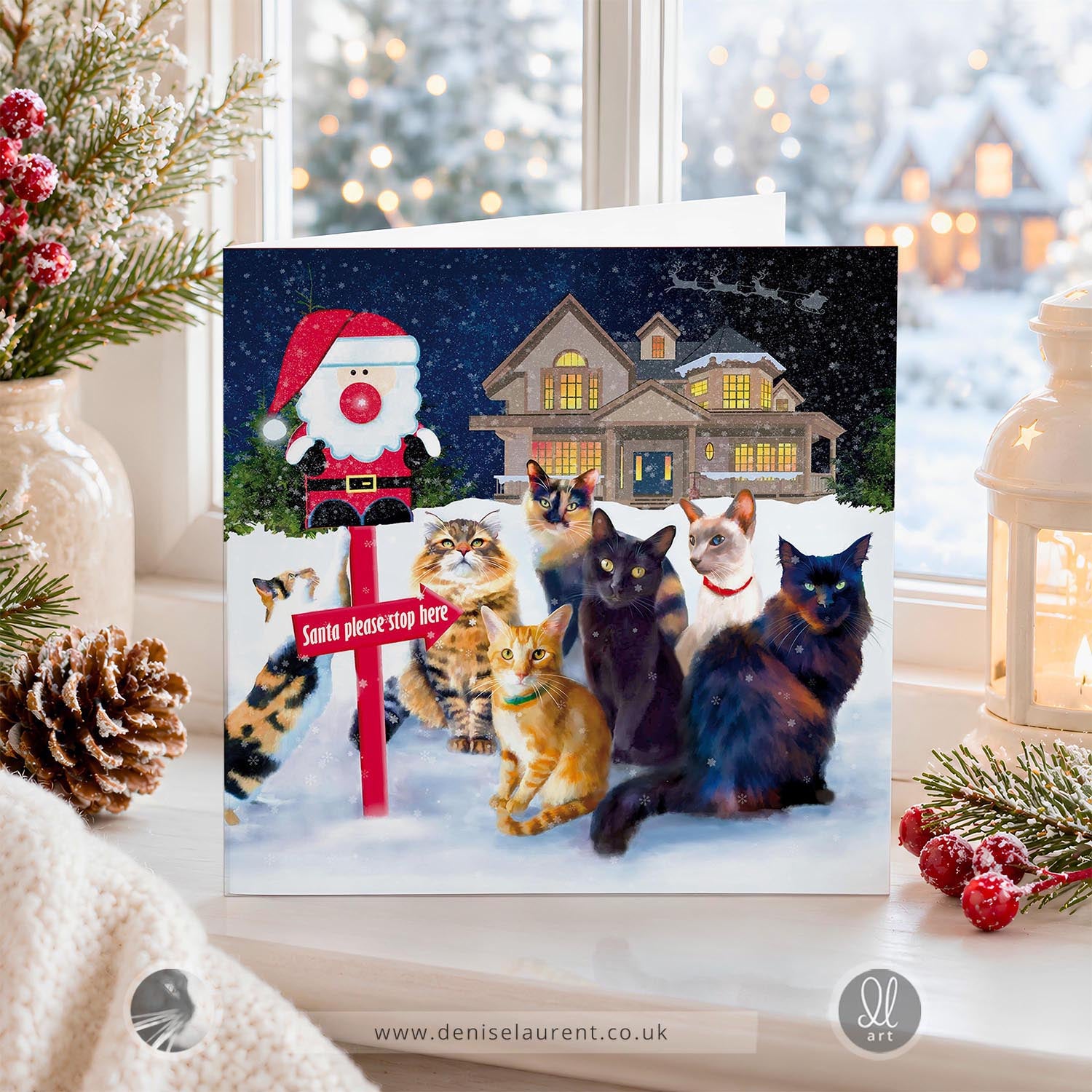 This Way Santa - Cat Christmas Card