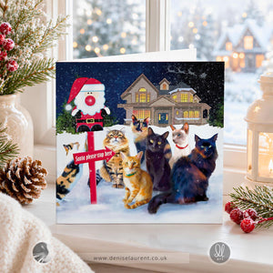 This Way Santa - Cat Christmas Card