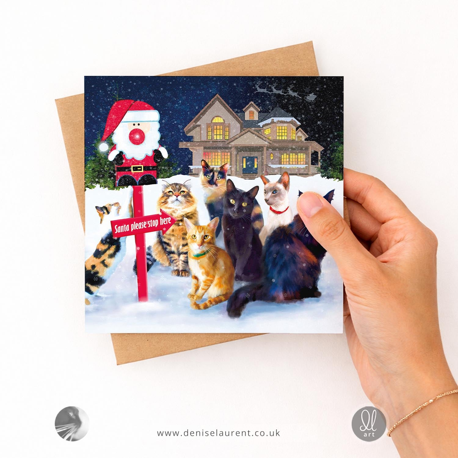 This Way Santa - Cat Christmas Card