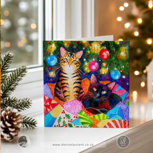 We Started Without You - Black & Tabby Cat Christmas Card