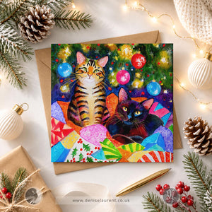 We Started Without You - Black & Tabby Cat Christmas Card