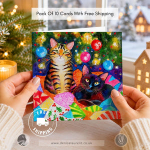 Pack Of 10 We Started Without You Cat Christmas Cards