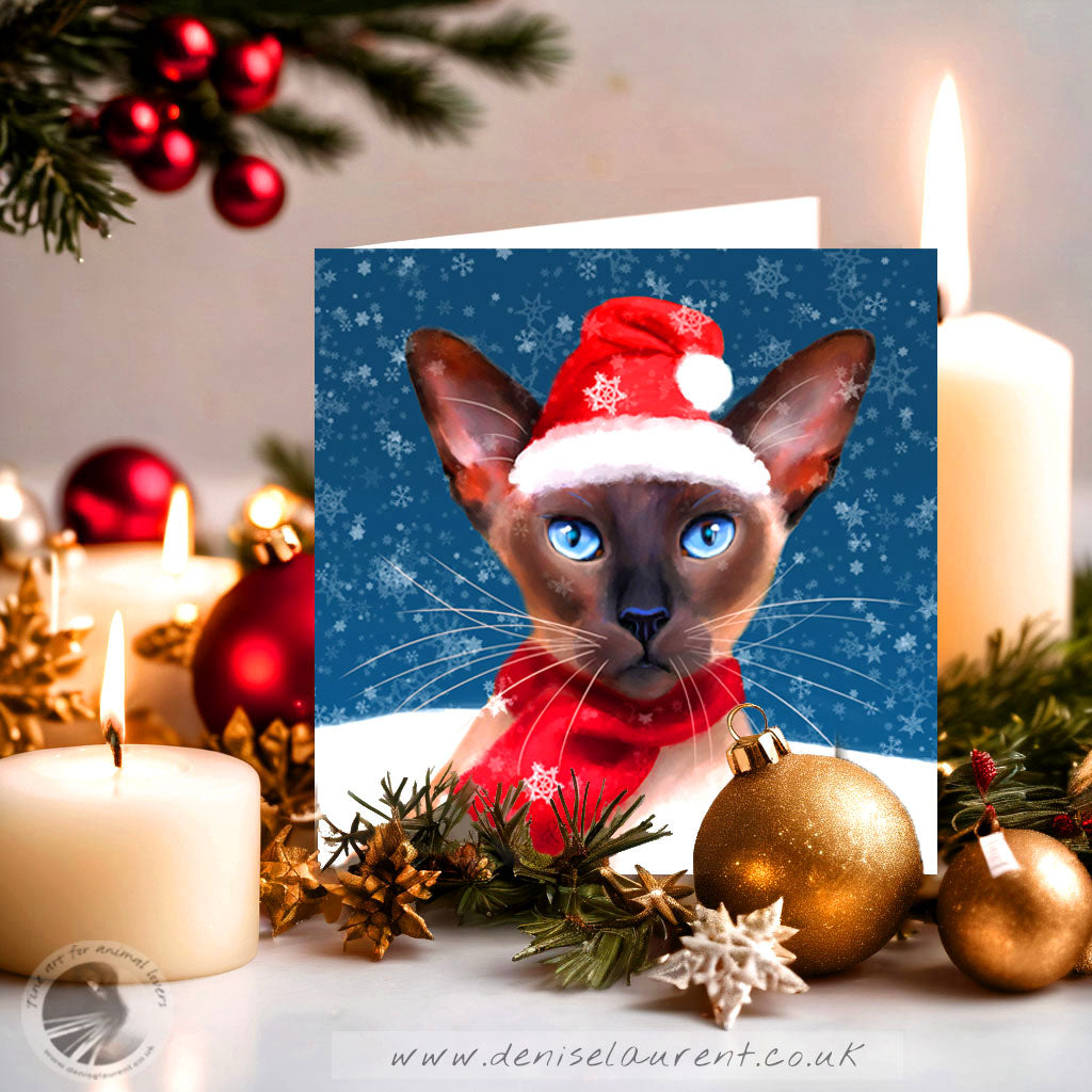 Let It Snow - Siamese Cat Christmas Card