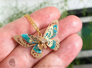 Three Winged Butterfly Pendant - Turquoise