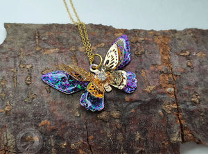 Three Winged Butterfly Pendant - Purple Fire