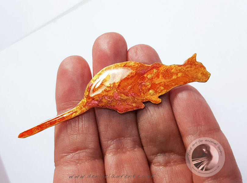Crouching Orange Cat Brooch