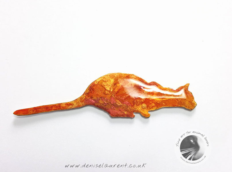 Crouching Orange Cat Brooch