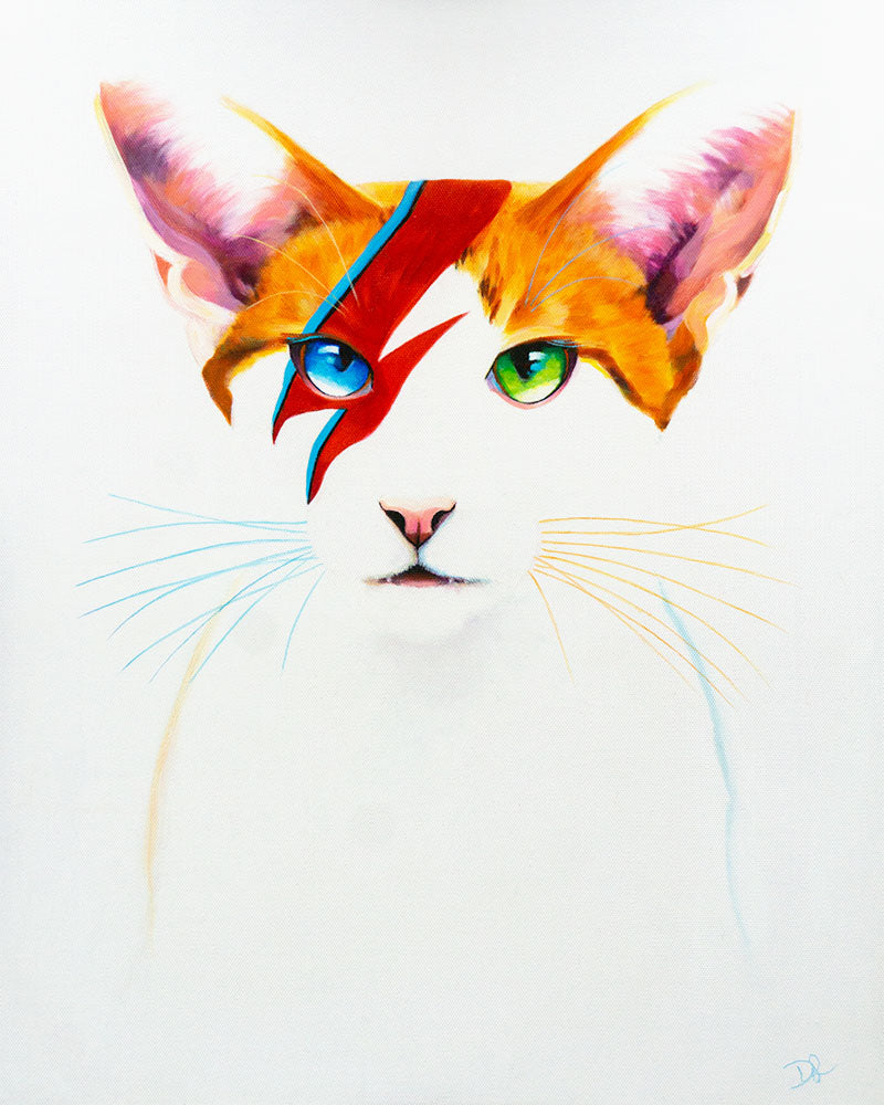 David Meowie - 20"x16" Painting Framed