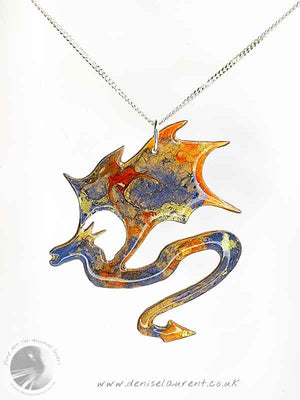 Dragon Necklace - Blue Red and Gold