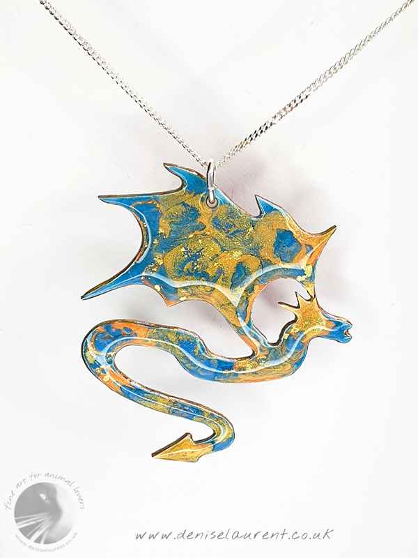 Dragon Necklace - Blue Red and Gold