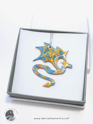 Dragon Necklace - Blue Red and Gold