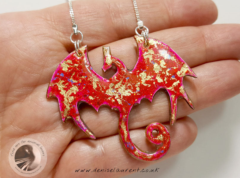 Red Blue Dragon Reversible Necklace