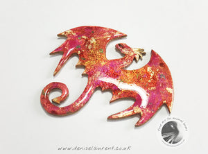 Dragon Brooch In Pink and Gold