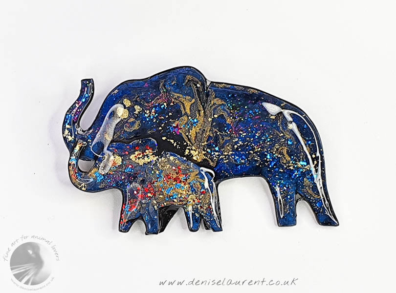 Elephant Mother And Child Brooch