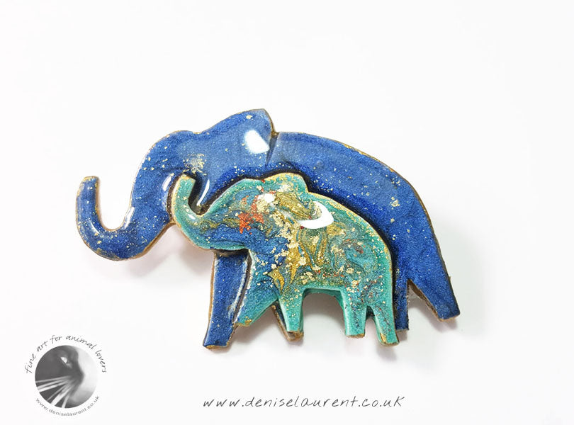 Elephant Mother And Child Brooch