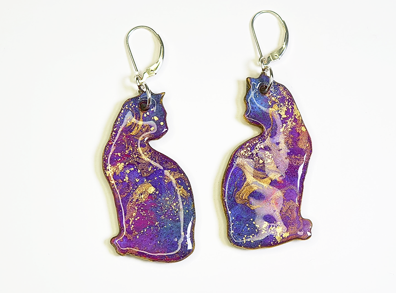 Elli Earrings - Purple/Tabby