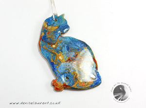 Elli Cat Necklace - Double Sided Blue Orange and Gold