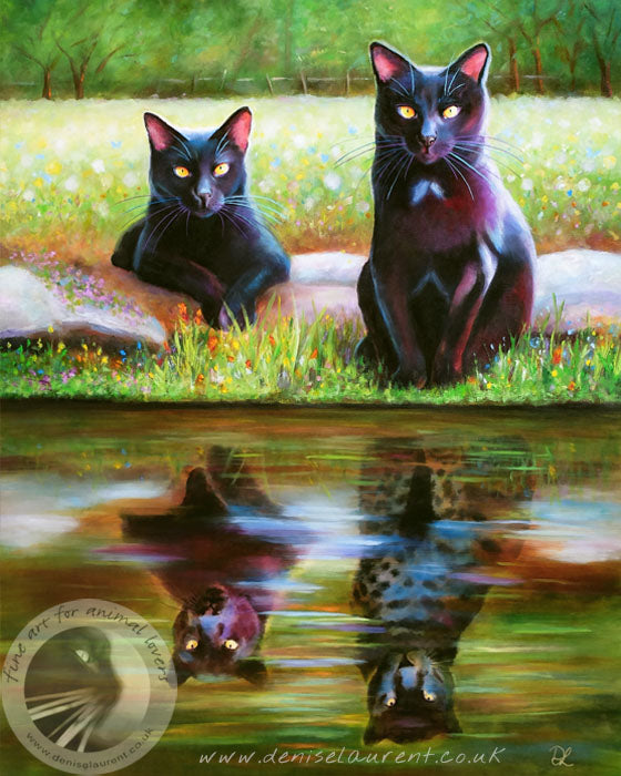Portrait Of Big Cat And Small Cat - Sold