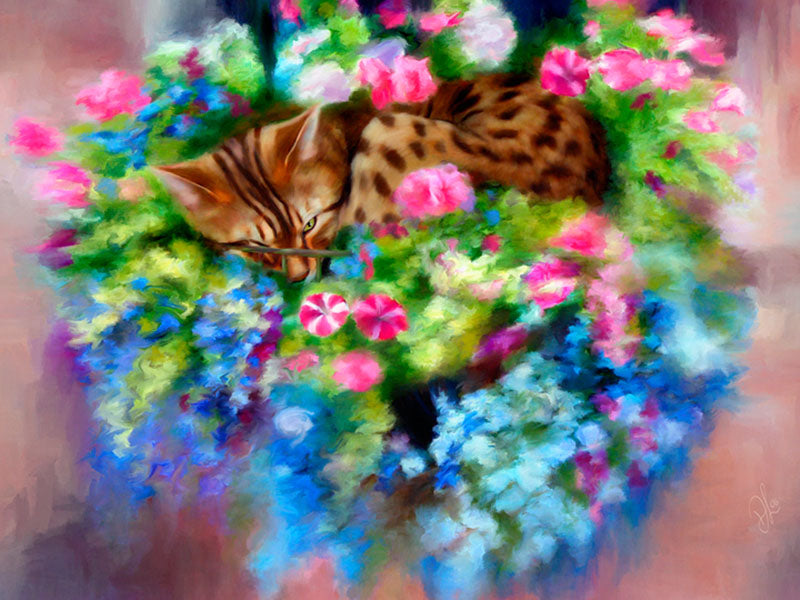 Hanging Basket - Bengal Cat Art Print