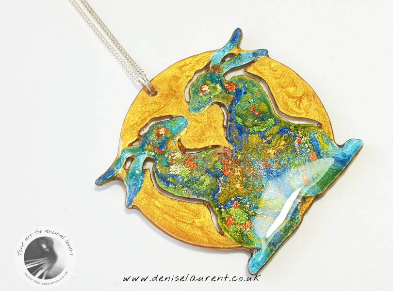 Hares Sun & Moon Pendant And Earrings