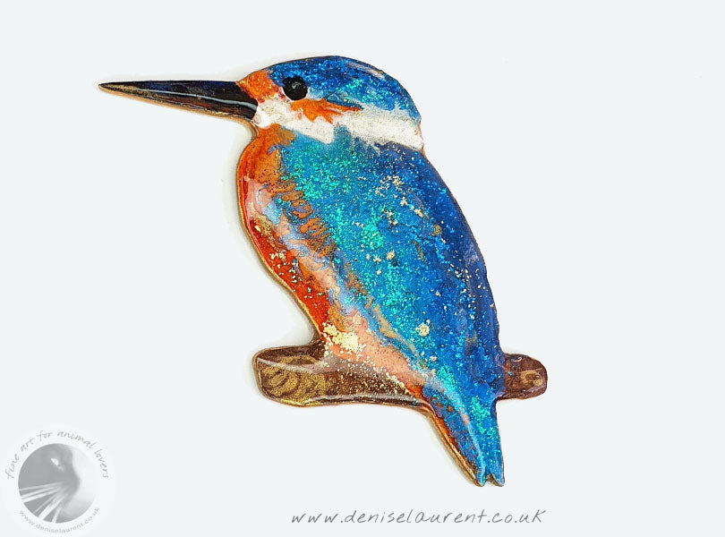one of a kind kingfisher brooch