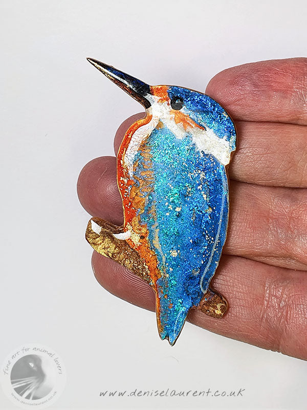 one of a kind kingfisher brooch