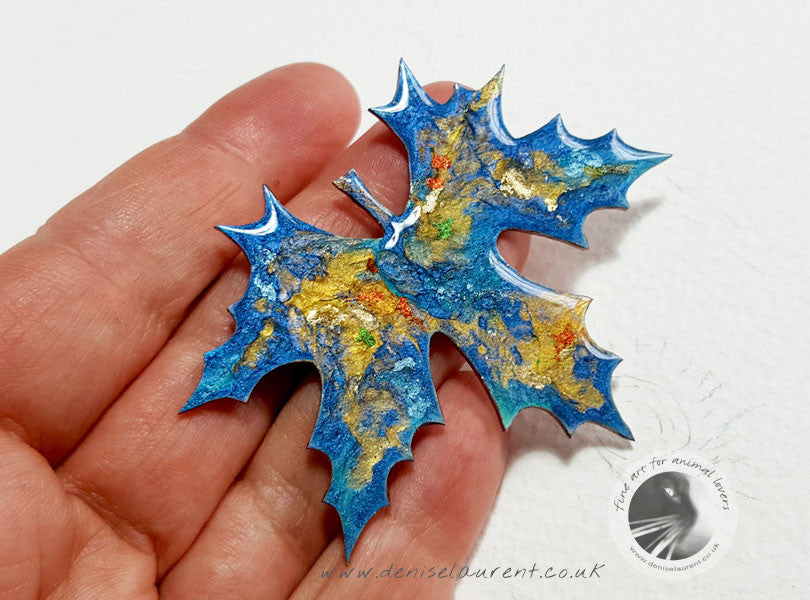 London Plane Blue Leaf Brooch