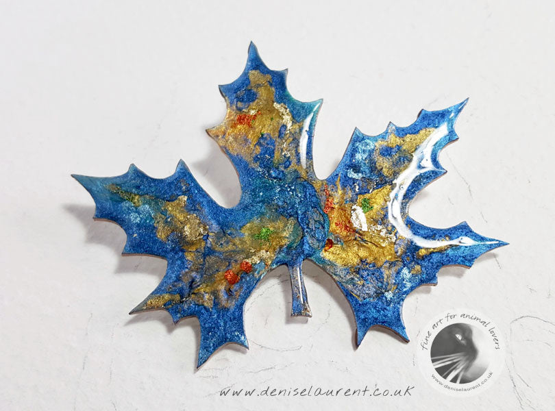 London Plane Blue Leaf Brooch