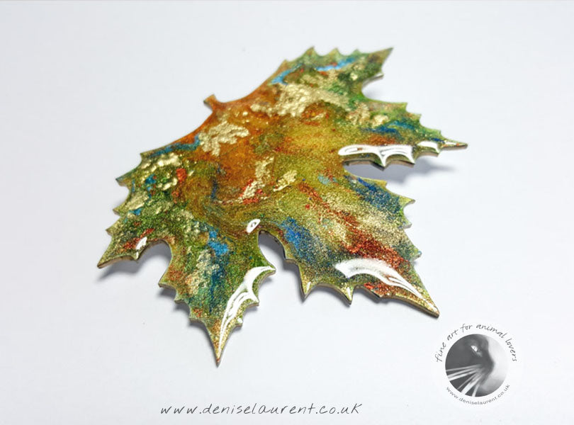 London Plane Green Copper Leaf Brooch