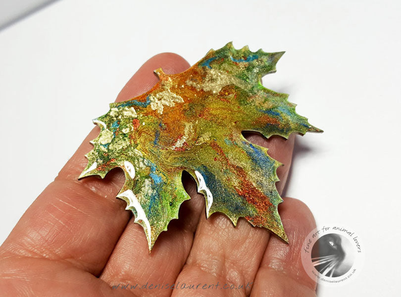London Plane Green Copper Leaf Brooch