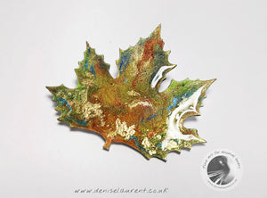 London Plane Green Copper Leaf Brooch