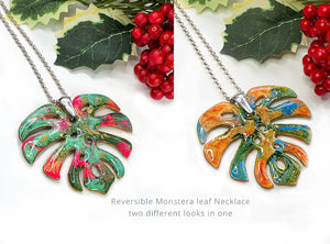 Monstera Double Sided Necklace