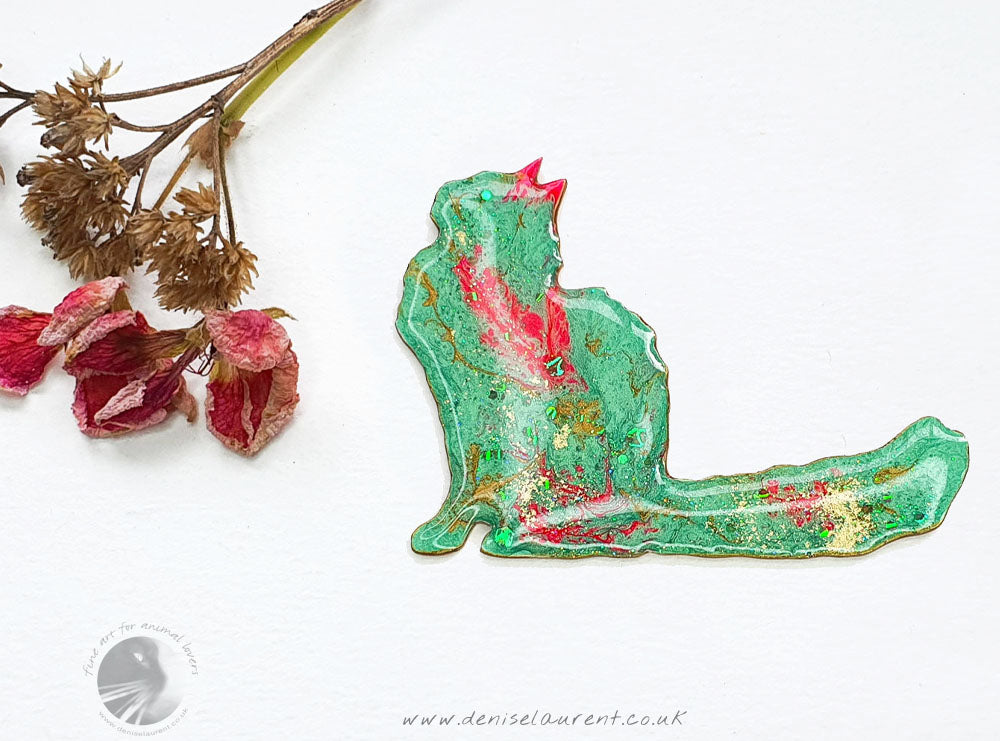Longhaired Cat Brooch - Poppy