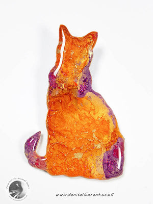 Puss - Orange Purple Cat Brooch