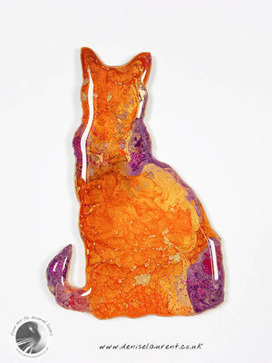 Puss - Orange Purple Cat Brooch