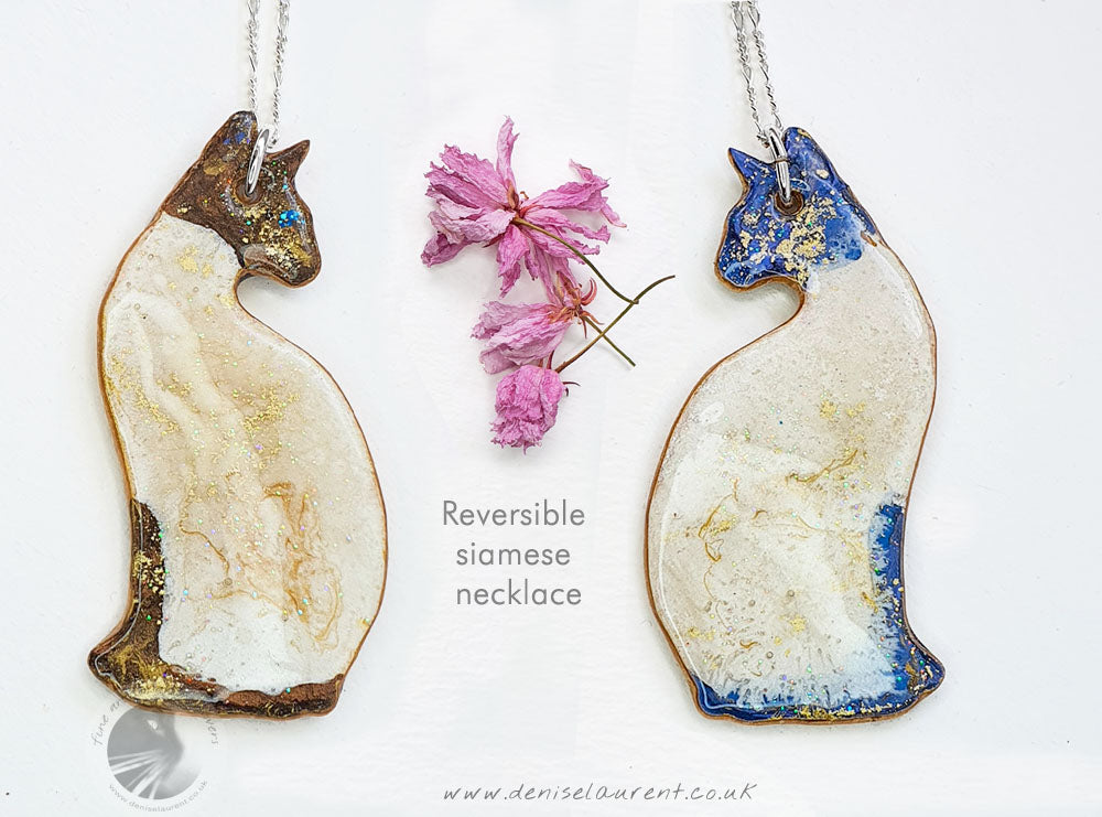 Reversible Siamese Cat Necklace