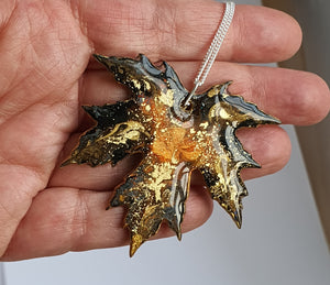 Silver Maple Leaf Reversible Necklace