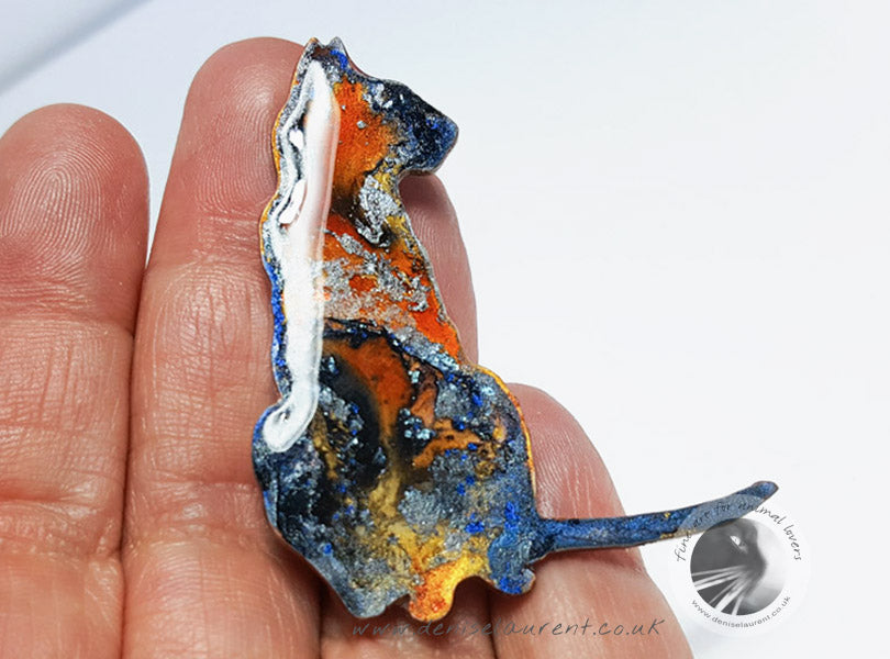 Multi Coloured Cat Brooch