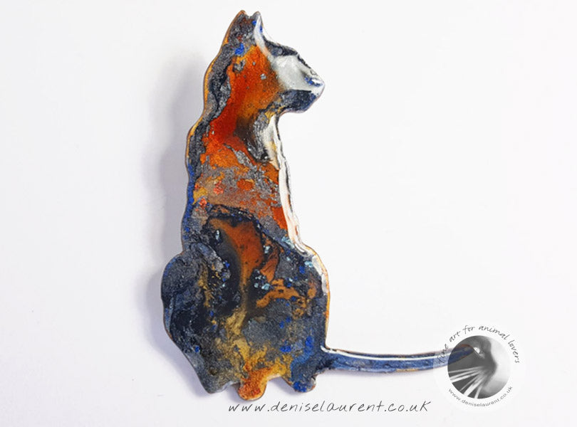 Multi Coloured Cat Brooch