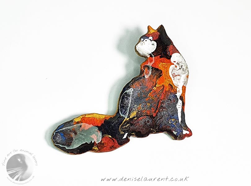 Longhaired Cat Brooch - Teddy