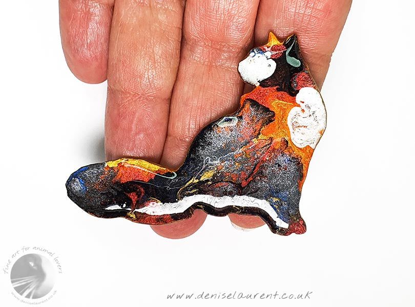 Longhaired Cat Brooch - Teddy