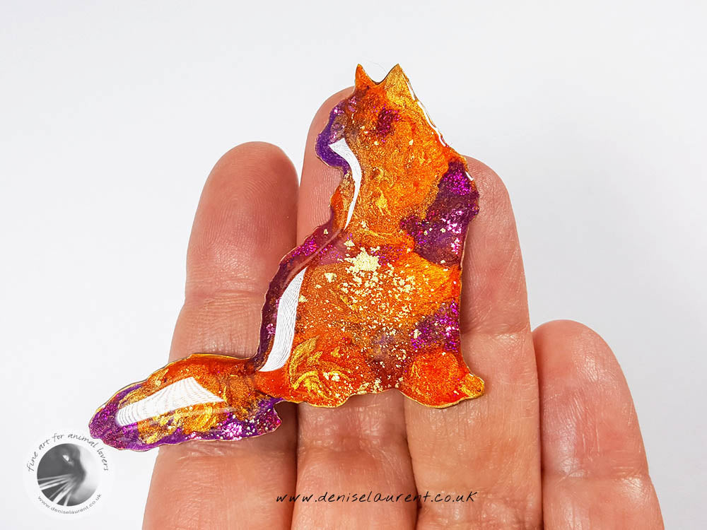 Longhaired Cat Brooch - Teddy