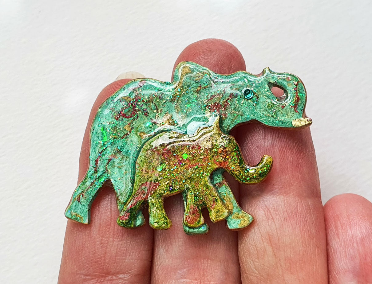 Elephant Mother And Child Brooch